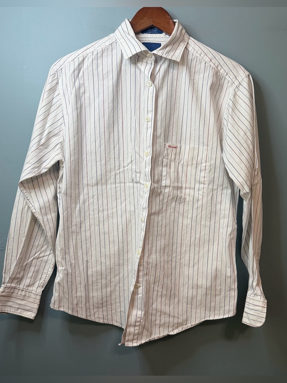 Façonnable Vintage Women White Multi Stripe Long Sleeve Button Down Shirt. Small